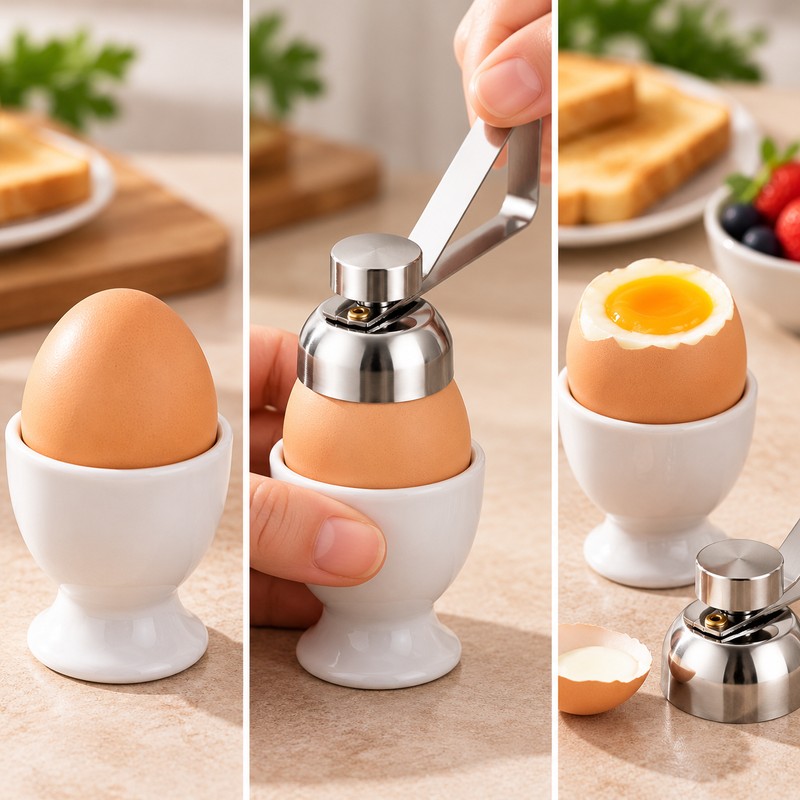 Stainless Steel Egg Topper for Soft-Boiled Eggs – Manual Eggshell
