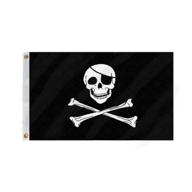 Flagmax Pirate Flag - Durable 5ft x 3ft Jolly Roger Flag with Skull and Crossbones Design, Featuring Eyelets for Easy Hanging - Perfect for Nautical Décor and Pirate Enthusiasts