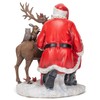 Festive Red Santa with Reindeer 12 inch Resin Holiday Decorative