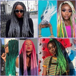 3 packs of single color synthetic braided wigs for hair extensions, dirty braids, twisted braids (White, 24inch)