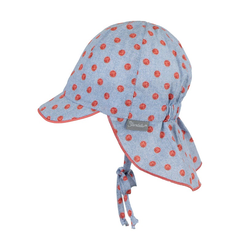 Sterntaler Baby Girls' Peaked Cap Ties, Neck Protection and Grapefruit