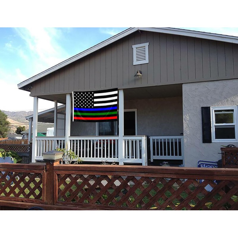 Double Sided Thin Blue Red Green Line Flag 3x5FT Police