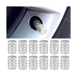 FALVFUN Car Tire Valve Stem Caps, 12PCS Aluminum Corrision Resistant Dustproof Vehicle Tyre Valve Stem Cover, Leak-Proof Auto Wheel Air Caps, Universal for Trucks Motorcycles Sedans (White)