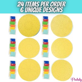 Podzly 24 Sand Painting Mandala Coloring Craft Kits - Mandala Design Pattern Art Made Easy - Create Sand Art Pictures with 6 Colorful Sand Options