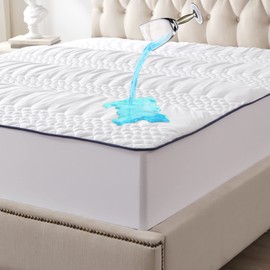 Siluvia Twin Mattress Protector Waterproof Mattress Cover-Pillow Top Mattress Cover Quilted Fitted Mattress Protector Top 8-21" Deep Pocket Cooling Mattress Topper (White, Twin)