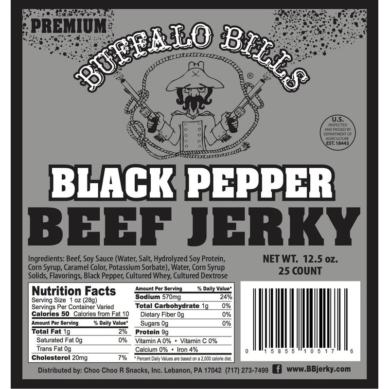Buffalo Bills 12.5oz Premium Black Pepper Beef Jerky 7" Strips