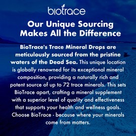 BioTrace Dead Sea Trace Mineral Drops | 72+ Concentrated Trace Minerals, Ionic Liquid Magnesium, Chloride, Potassium | Low Sodium | Energy, Electrolytes, Hydration | 96 Day Supply, 8 fl oz (Pack of 1)