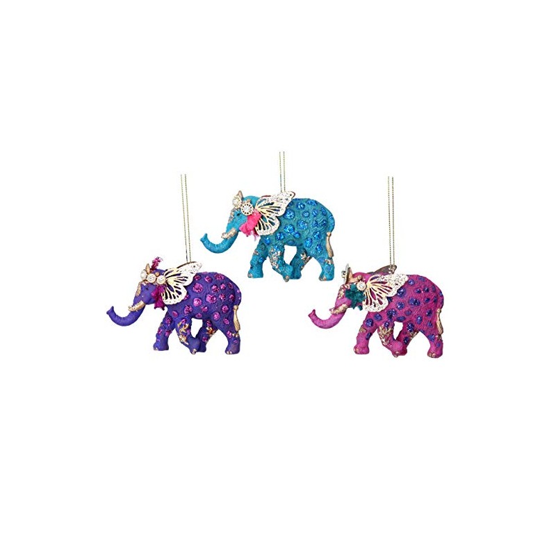 Gisela Graham Set of 3 Resin and Metal Elephant Decoration