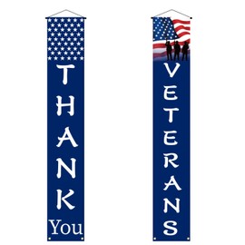 Thank You Veterans Hanging Banner Memorial Day Veterans Day American Flag Patriotic Decoration