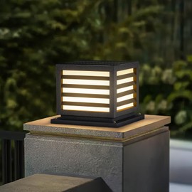 Solar Post Lights, 9.84" Pillar Light Outdoor Waterproof Modern Column Lamp Outside Gate Posts Cap Lantern 3000K LED Lighting Fixture for Flat Surface Patio Garden Driveway Entrance Decoration
