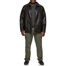 Dockers Men's James Faux Leather Jacket (Regular, Big Sizes), Black w. Chest Zip, X-Large Tall