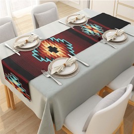 GLENLCWE Southwestern Native Aztec Print Long Table Runner,Tribal Style Table Runners Mat Decor for Party Dinner Festival,72 Inch,Easy to Clean