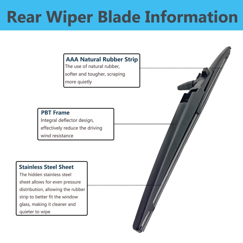 Rear Windshield Wiper Arm Blade Set Replacement for Toyota 4Runner