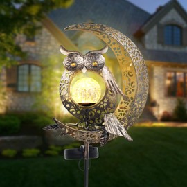 BALGELI Owl Solar Lights Outdoor Garden, Outdoor Waterproof Garden Decorative Owl Decor Lights for Patio Table Pathway Balcony Lawn Yard Decor Present for Mom Grandma Birthday
