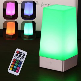 yucanucax 1Pack Remote Control LED Square Night Light,Color Changing Table Lamp Battery Operated Lamp for Kids Room, Bedroom,Kitche