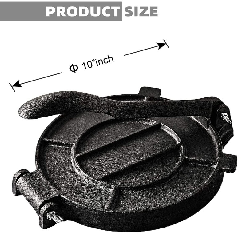 Cast Iron Tortilla Press, Heavy Duty Tortilla Pataconera, 10" Flour