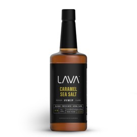 LAVA Premium Salted Caramel Syrup, Sea Salt Caramel Coffee Sweetener, 33.8oz (1-Liter), Made with 100% Sugar, No Artificial Sweeteners, Flavors, or Colors. (1-Pack)
