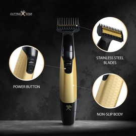Cutting Edge Single Blade Face & Body Shaver & Trimmer, Battery Powered Razor, Bump-Free & Hypoallergenic, Wet & Dry Use, Includes 5 Guide Combs (1, 2, 4, 6mm & Body Shaver Comb), Oil, Cleaning Brush