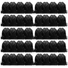 GoodtoU Drawstring Backpack Bulk, 40 Pcs Draw String Bags Cinch Bag Drawstring Gym Bag Sackpack Drawstring bags for Women Men, Black