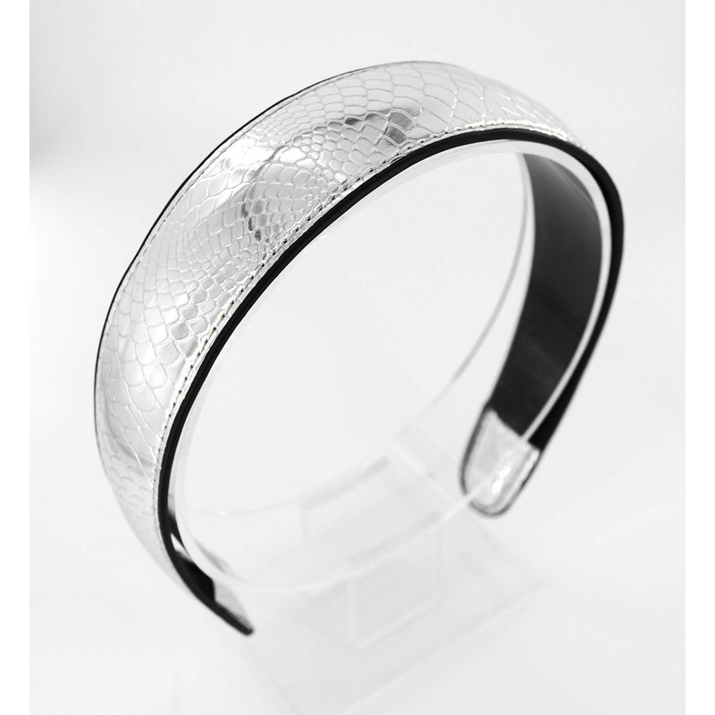 axy Leather Headband in Crocodile Look Vintage Hair Band Leather
