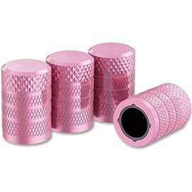 CKAuto Tire Valve Caps, Pink, 4pcs/pack, Anodized Aluminum Tyre Valve Caps Set, Corrosion Resistant, Universal Valve Caps for Cars, Trucks, Motorcycles, SUVs and Bikes