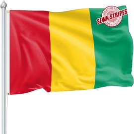 Nuibers Guinea Guinean Flag 3x5 FT for Outside, Heavy Duty 210D Nylon Guinean National Flags Outdoor, Double Sided Sewn Stripes Long Lasting Guinea Flag Brass Grommets