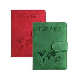 MYGLOAR 2 Stück Reisepasshülle, tragbare Impfpasshülle, Reisepasshülle mit RFID-Blocker, Kunstleder-Passhülle, Damen/Herren-Passhülle, geeignet für Reisepass, Bordkarte, Personalausweis, Kreditkarte