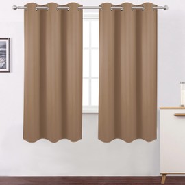 LEMOMO 100% Blackout Curtains 40 x 63 Inch/Cappuccino Curtains 2 Panels with Black Liner/Double Layer Full Room Darkening Curtains for Living Room