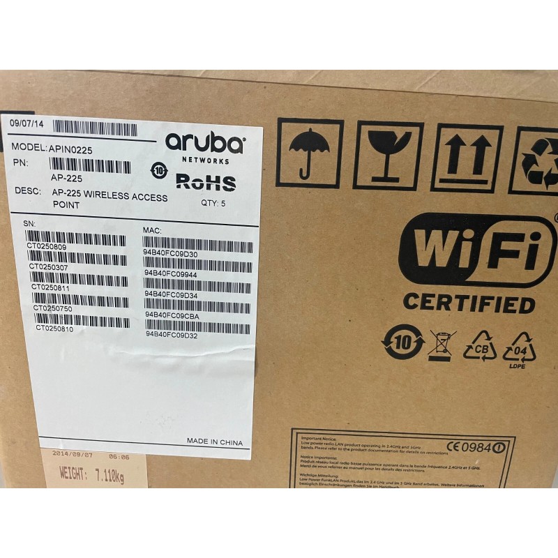Aruba Networks Lot of 5 Aruba Networks AP-225 1.3Gbps Wireless