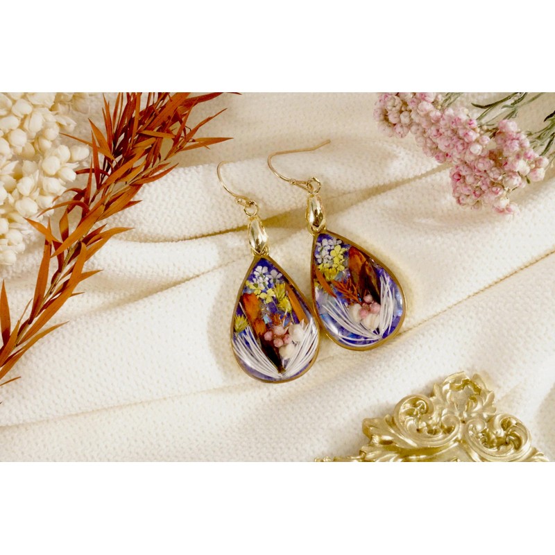 Dried Flower Teardrop Handmade Natural Dry Pressed Real Flower Drop