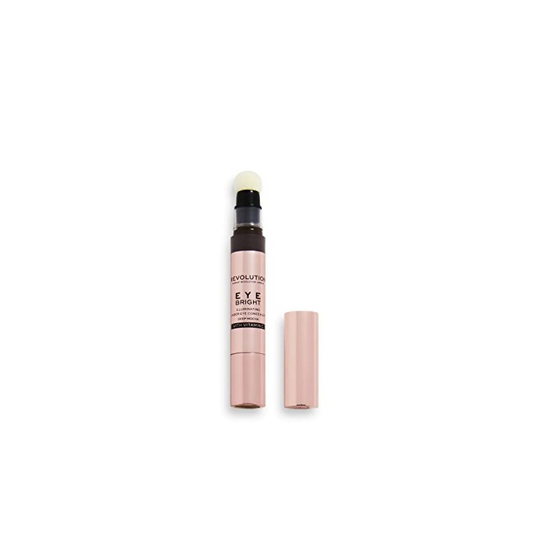 Makeup Revolution Eye Bright Concealer, Buildable Coverage, Dewy Finish, Deep
