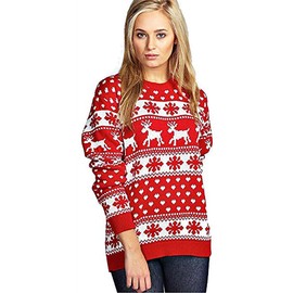 mymixtrendz Women Ladies Xmas Reindeer Snowflake Long Sleeves Christmas Jumper Sweater Top