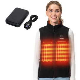 WESTON Women’s Heated Fleece Vest, 4 Heating Zones, 7.4V, 4800 mAH Rechargeable Battery, Water-Resistant, Adjustable Heat Levels Up to 130°F, Soft Machine-Washable Women’s Fleece Vest (M)