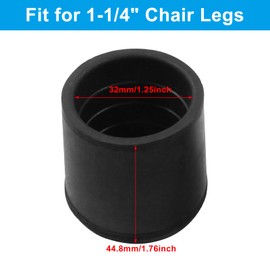 Auvotuis 8Pcs 1-1/4 Inch (32mm) Chair Leg Tips Caps, Round Rubber Non-Slip Folding Chair Leg End Caps Black Furniture Table Feet Caps Floor Protector Cover for Hardwood Floors