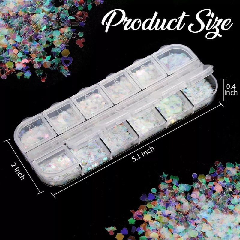 Teenitor Maquillaje Brillo Holográfico 12 Pzas Uñas Cabello Y Cuerpo