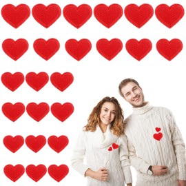 YIHAOH Pack of 24 Red Heart Patches for Iron-on, Iron-On Embroidery Hearts for Iron-on, DIY Decorative Fabric Hearts for Hat, Jacket, Jeans, Backpack Shirt, Easy to Clean and Care