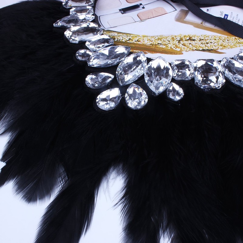 YAZILIND Unique Design Charming Black Feather Bib Collar Statement Necklace