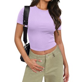SAMPEEL Lavender Going Out Tops for Women Trendy Purple Summer Easter Shirts 2024 S