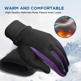 SIMARI Kids Winter Gloves with Touchscreen, Warm Thermal, Water-Resistant, Windproof for Boys Girls Toddler, Gloves for Cold Weather Running Cycling Snow Skiing Hiking Football Rugby Camping, Purple
