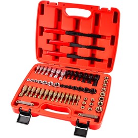61Pcs Thread Repair Kit, UNC, UNF & Metric Thread Chaser Set, Rethread Repair Tool with Taps Dies Thread Files and Thread Pitch Gauge for Repair or Reshape Damaged Threads Bolts, Nuts and Screws