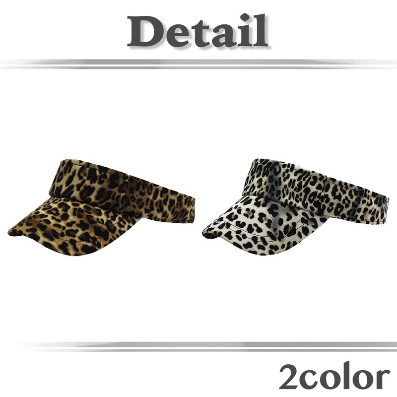 White Fang CZ296 Visor, Leopard Pattern, Sun Visor, Golf, Running,