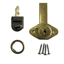Desk Cabinet Lock, Zinc Alloy Antique Bronze Drawer Dreeser Cabinet Lock with 2 Keys-7/8 (.875") Bore - Antique Bronze - Keyed Alike - Includes Escutcheon Trim Ring, Matching Screws