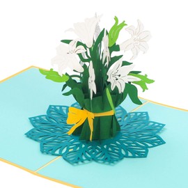 PopLife® White Lily Bouquet 3D Pop Up Mother’s Day Card - Easter Lilies, Thank You, Congratulations, Sympathy - for Sister, Daughter, Wife, Mom, Grandma, Girlfriend, Friend