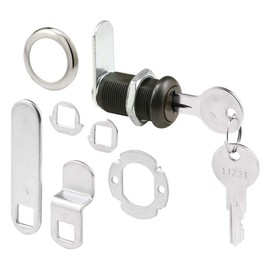 Prime-Line U 11089 - Cerradura para cajones y gabinetes - Archivos y cajones importantes, 1-3/8 pulgadas, carcasa fundida a troquel con acabado clásico de bronce, se adapta a 1 pulgada. Grosor máximo