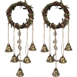 Witch Bells for Home Protection, 2Pack Handmade Witch Wind Chimes Safacre Witch Decor Aesthetic Wind Chimes for Home Garden Courtyard Decor