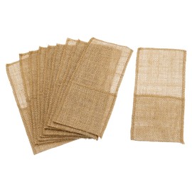 uxcell Burlap Lace Utensil Holders, 20Pcs Knife Forks Napkin Silverware Holder Bag Cutlery Pouch for Wedding Party Decoration