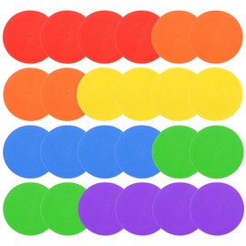 PATIKIL 4" Poly Spot Markers, 24 Pieces Non-Slip Rubber Floor Dots and Storage Bag Flat Agility Cone for Sports Training Basketball Football Mixed Colors