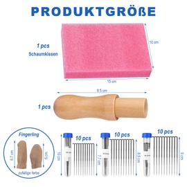 Bangbobi Dry Felting Set with Felting Needles in 3 Sizes - Felting Needles Set for Easy Wool Felting Including Wooden Needle Handles, Needle Bottles, Foam Pads and Finger Bed