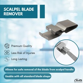 Box of 100 Carbon Steel Sterile Blades #10 + Stainless Steel Scalpel Handle no 3 with Graduated Scale + Blade Remover, All in One Set for Dental, Surgical, Medical Lab, Veterinary Use, Sharp Cuts