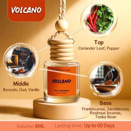 RAINBOW ABBY Hanging Car Air Freshener Diffuser 2 Pack - Volcano Fragrance Oil, 45+ Days Long Lasting, Essential Oil Diffuser for Car